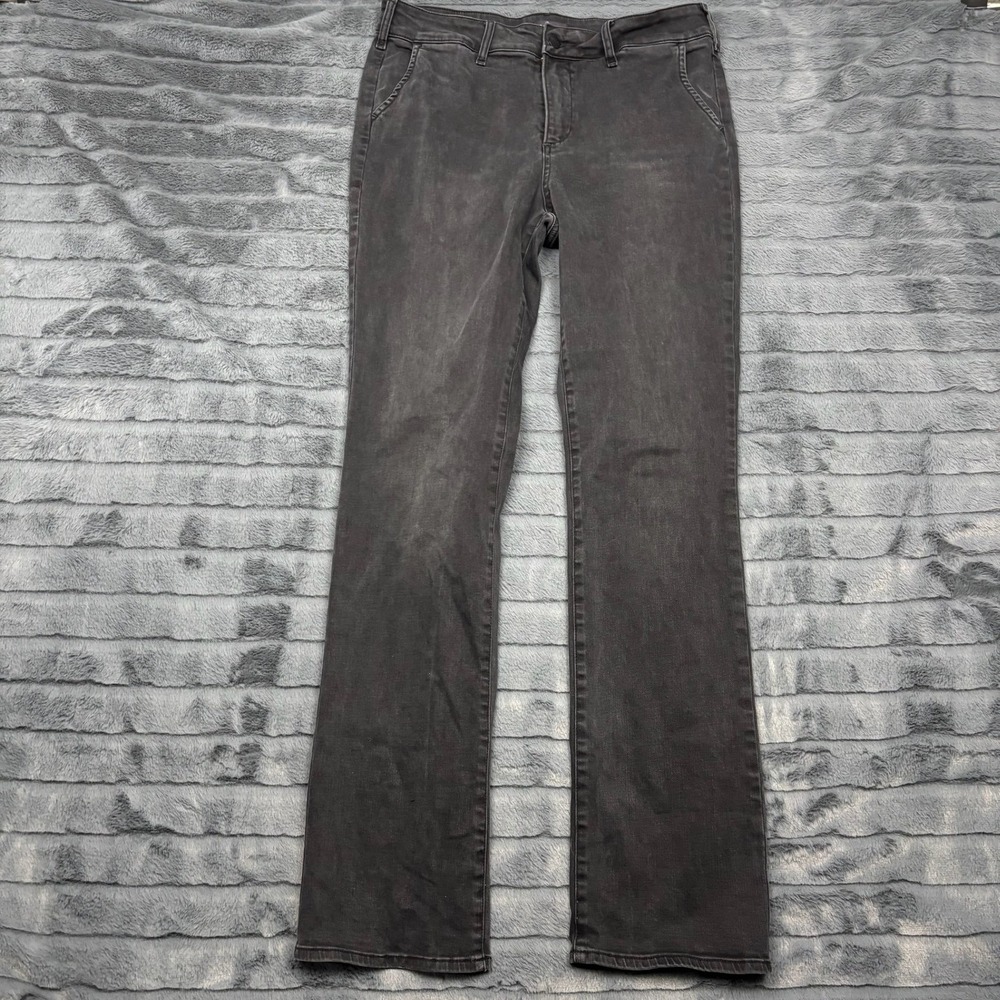 NYDJ Marilyn Straight Leg Jeans Black Lift Tuck Tech Size 12 Faded Wash Womens